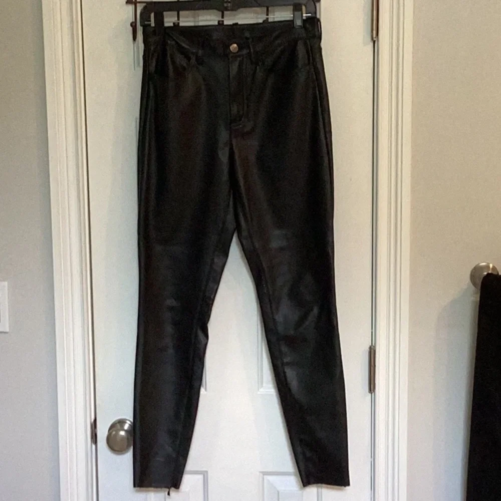 Free People Black Faux Leather High Waisted Skinny Jeans